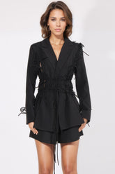 Blazer sastre con cordones - Negro